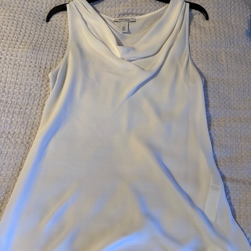 White House Black Market Ivory Drape Blouse